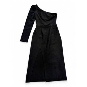 Lichi One-Shoulder Asymmetrical Black Midi Dress XS‎